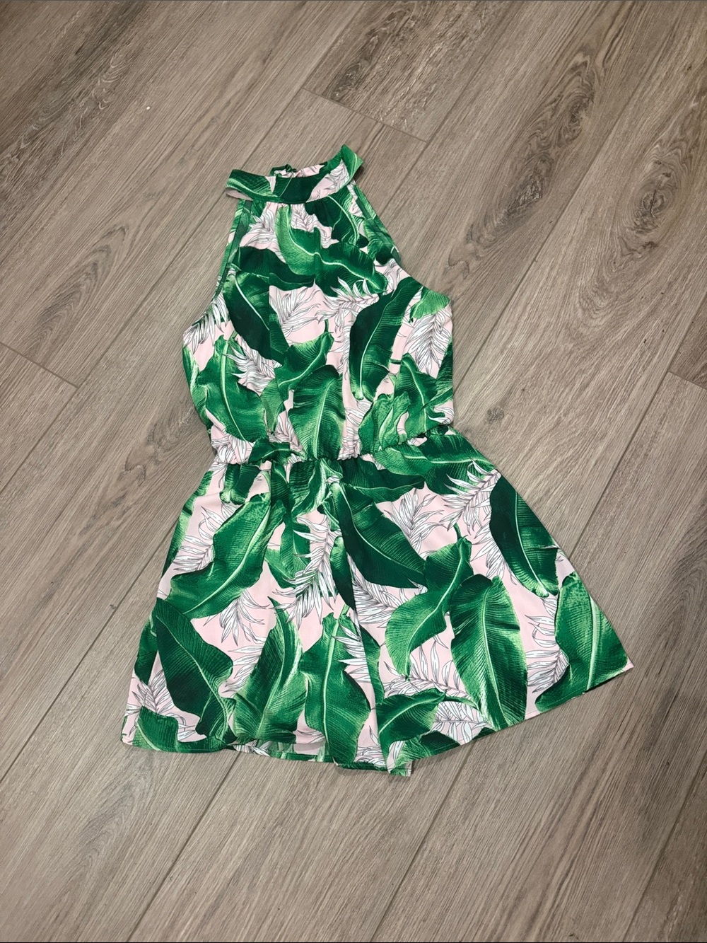 entro Pink & Green Tropical Halter Romper